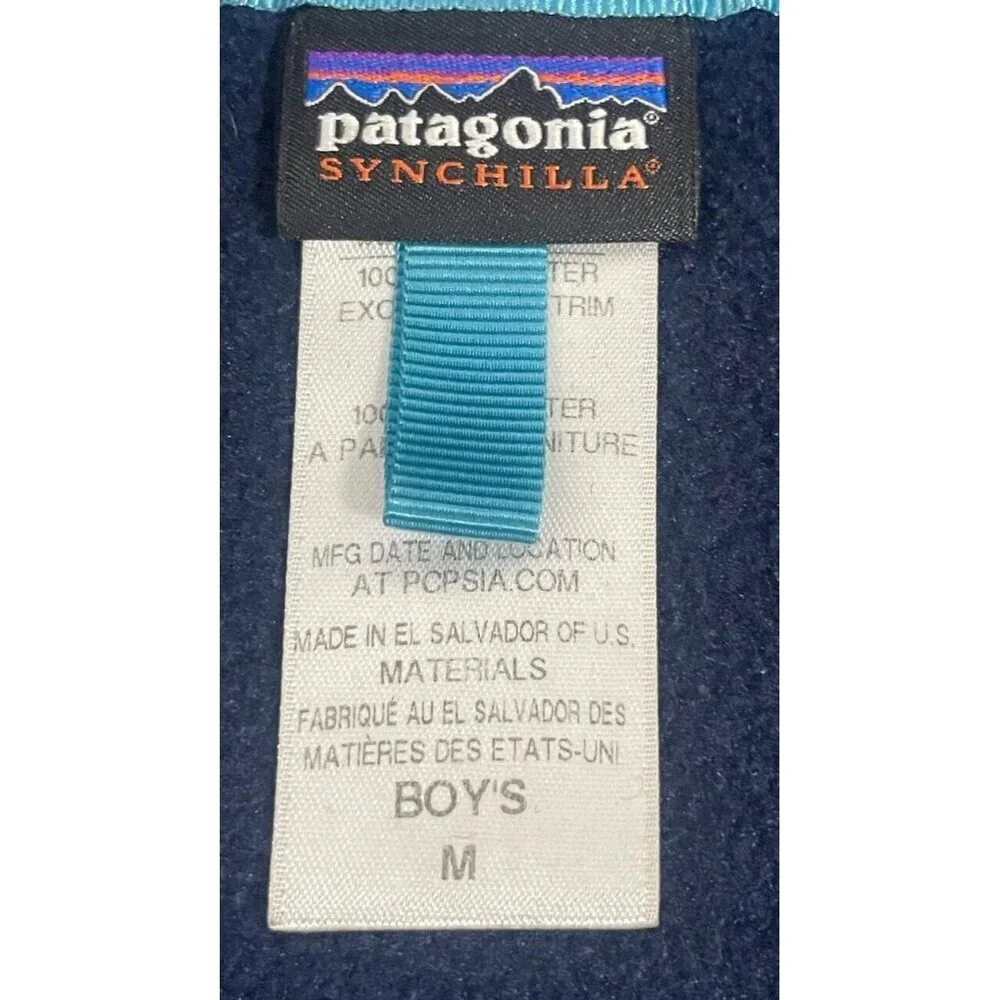 Patagonia Synchilla Snap T Pullover Fleece Sweater Youth Boys Medium Blue - Picture 3 of 7